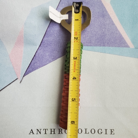 Anthropologie Boho Colorblock Woven Rattan Gold Bottle Opener Barware Preppy NWT - Picture 5 of 13
